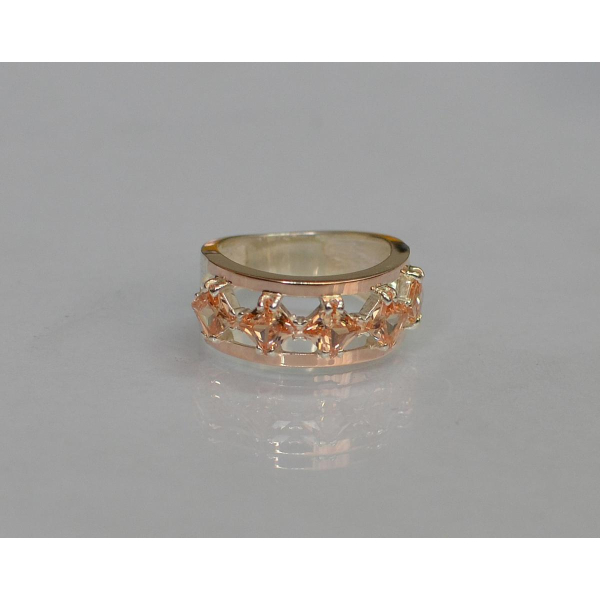 Серебряное кольцо с золотыми вставками (162к)