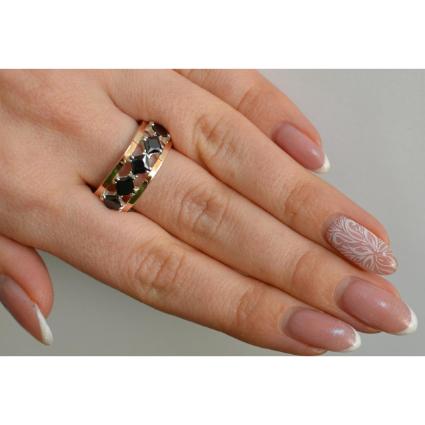 Серебряное кольцо с золотыми вставками (162к)