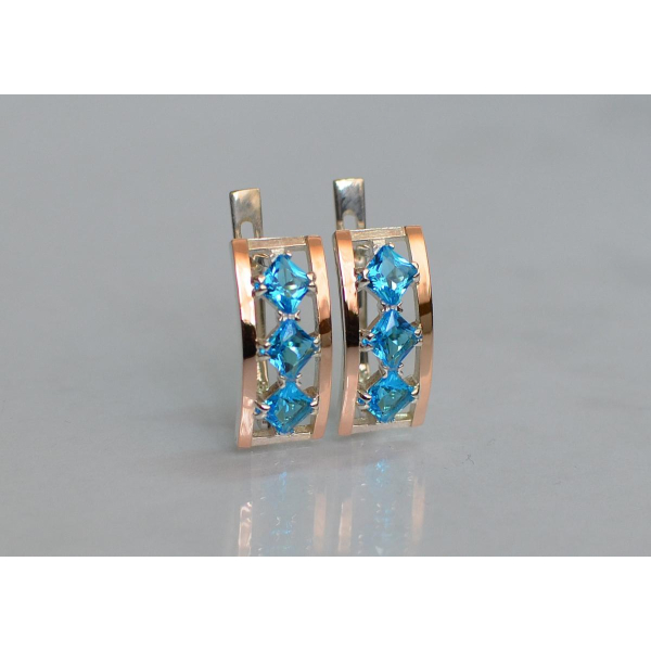 Серебряные серьги с золотыми вставками (162с)