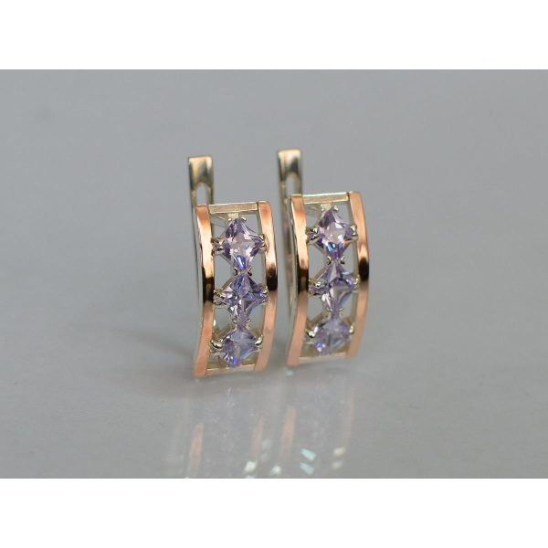 Серебряные серьги с золотыми вставками (162с)