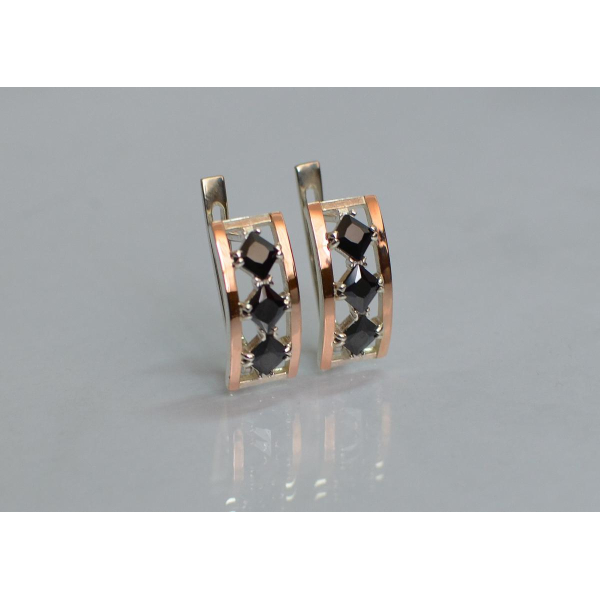 Серебряные серьги с золотыми вставками (162с)