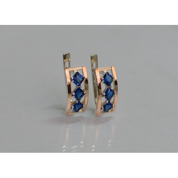 Серебряные серьги с золотыми вставками (162с)