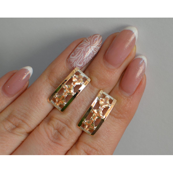 Серебряные серьги с золотыми вставками (162с)