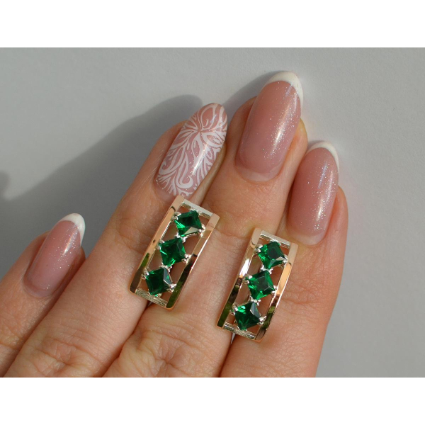 Серебряные серьги с золотыми вставками (162с)