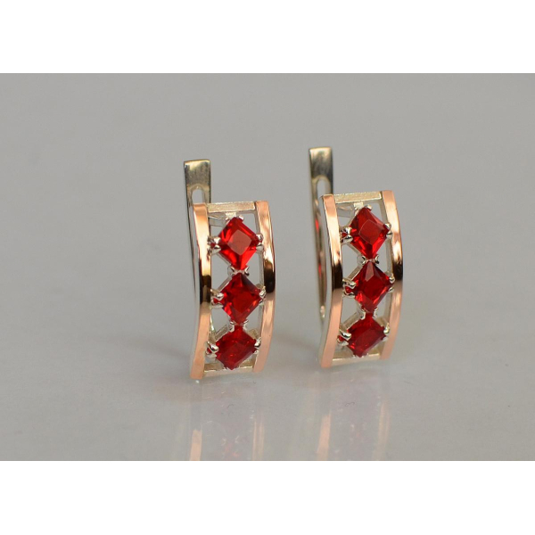 Серебряные серьги с золотыми вставками (162с)