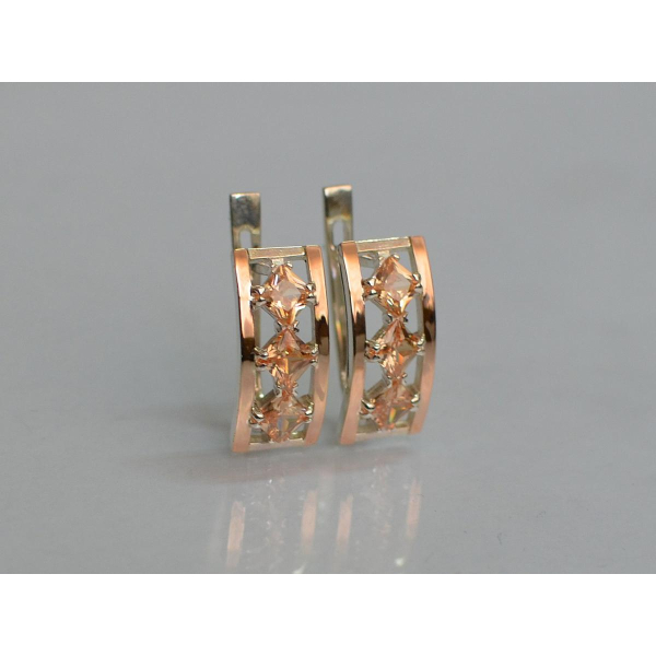 Серебряные серьги с золотыми вставками (162с)