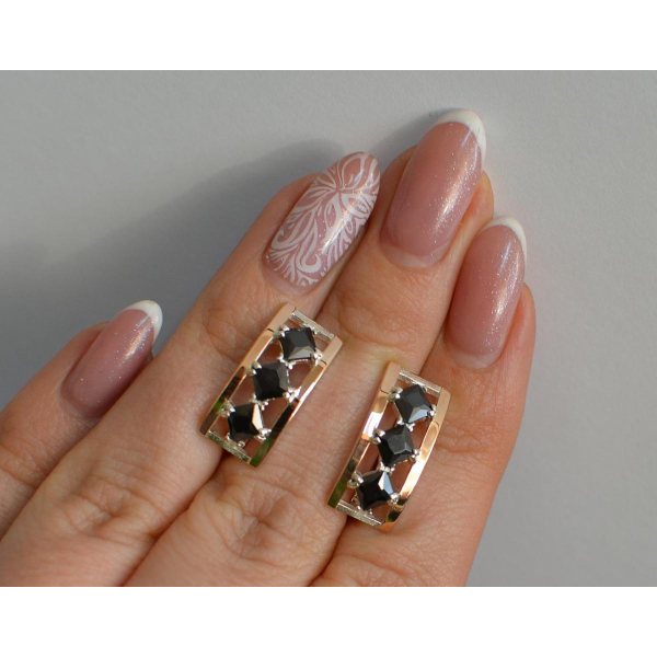 Серебряные серьги с золотыми вставками (162с)