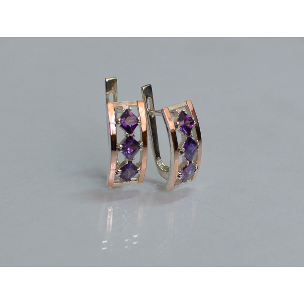 Серебряные серьги с золотыми вставками (162с)