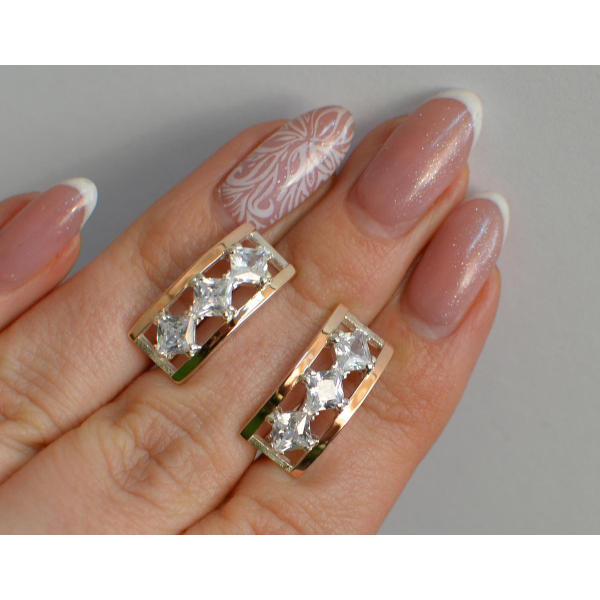 Серебряные серьги с золотыми вставками (162с)