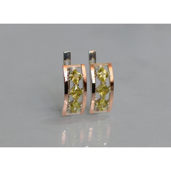 Серебряные серьги с золотыми вставками (162с)