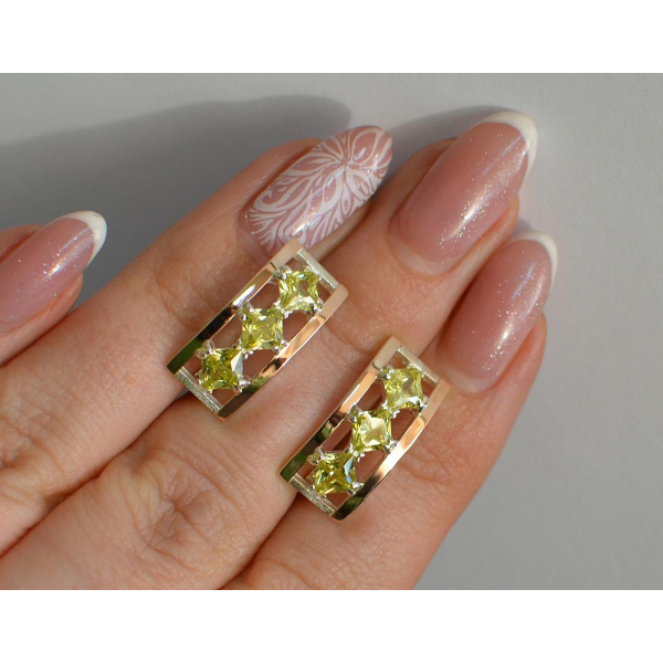 Серебряные серьги с золотыми вставками (162с)