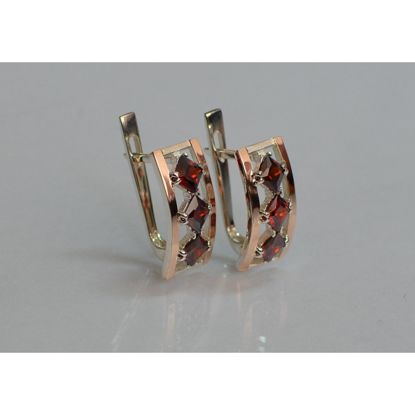 Серебряные серьги с золотыми вставками (162с)