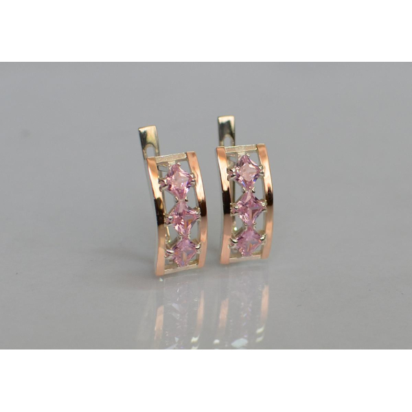 Серебряные серьги с золотыми вставками (162с)