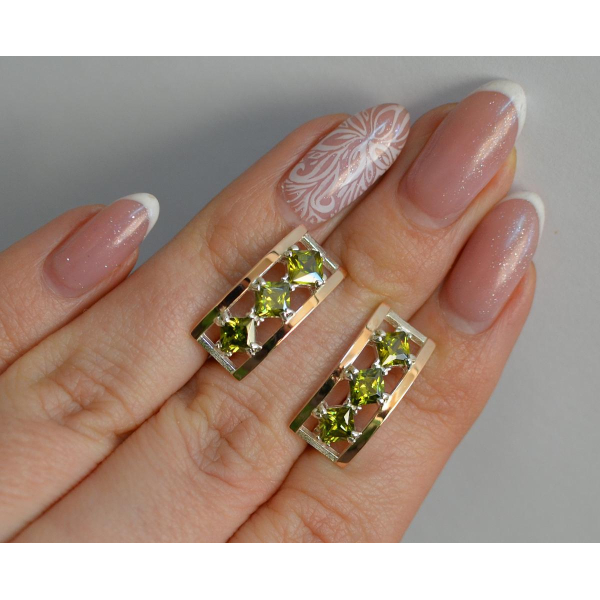 Серебряные серьги с золотыми вставками (162с)