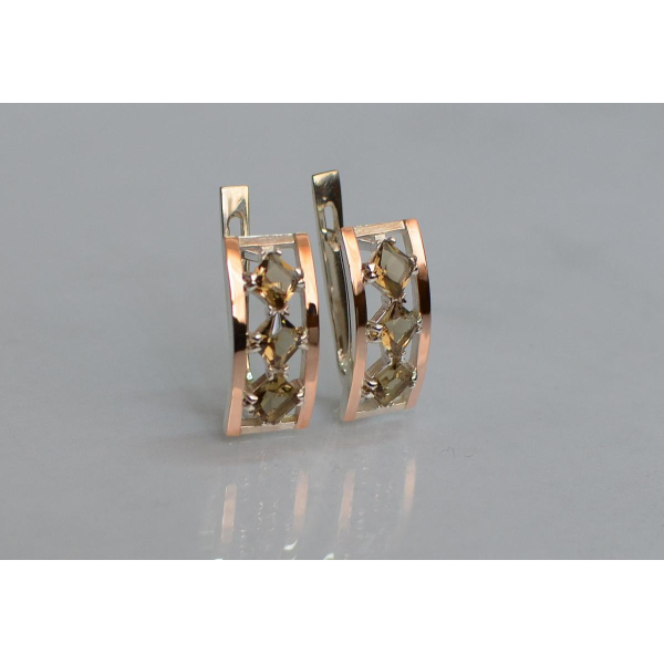 Серебряные серьги с золотыми вставками (162с)