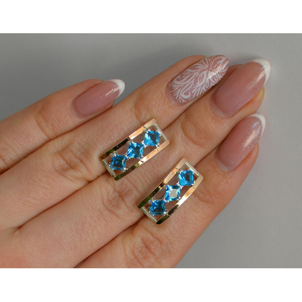 Серебряные серьги с золотыми вставками (162с)