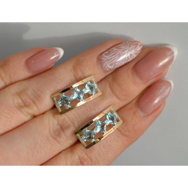 Серебряные серьги с золотыми вставками (162с)