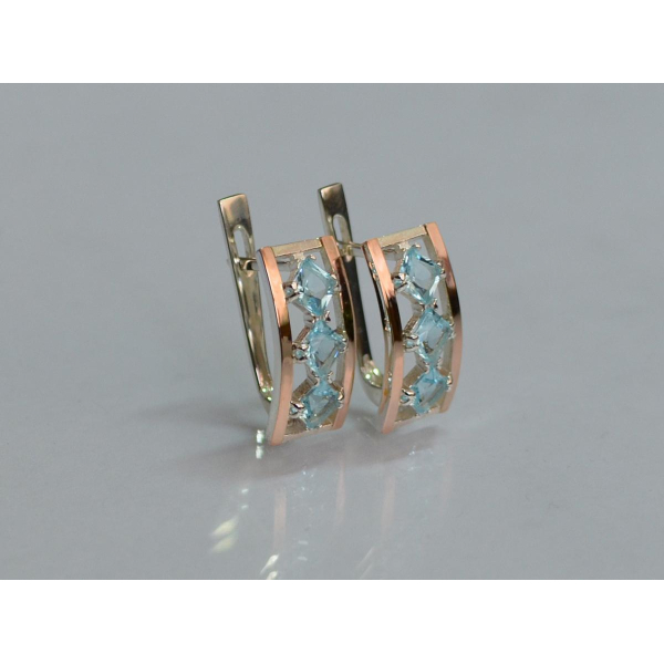 Серебряные серьги с золотыми вставками (162с)