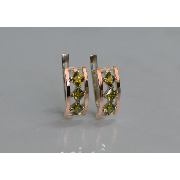 Серебряные серьги с золотыми вставками (162с)