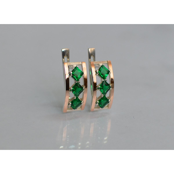 Серебряные серьги с золотыми вставками (162с)