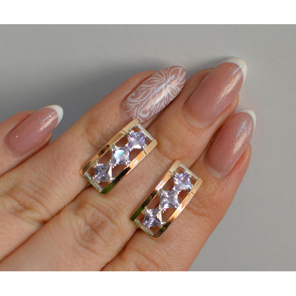 Серебряные серьги с золотыми вставками (162с)