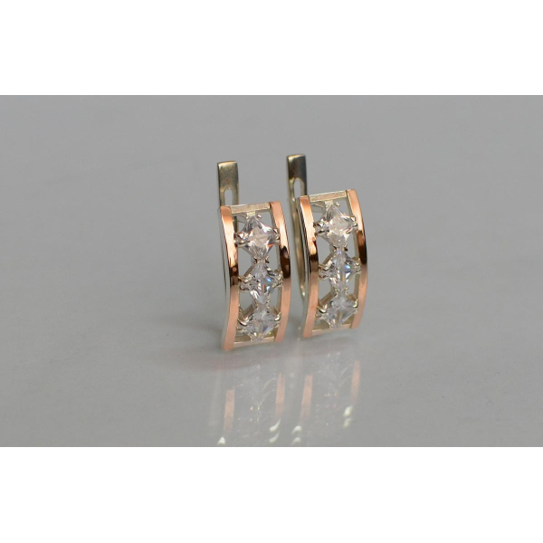 Серебряные серьги с золотыми вставками (162с)