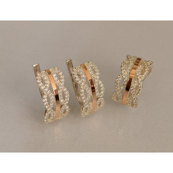 Срібний набір з золотими пластинами (163)