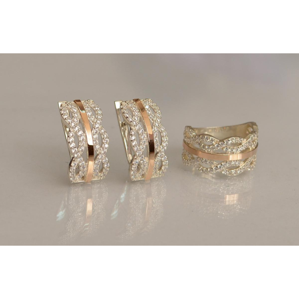 Срібний набір з золотими пластинами (163)