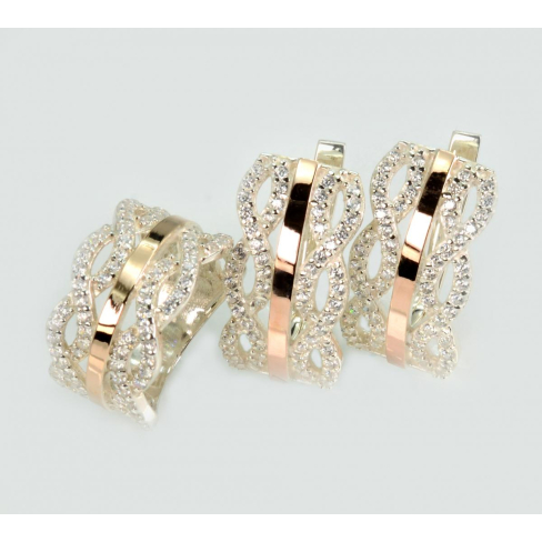 Срібний набір з золотими пластинами