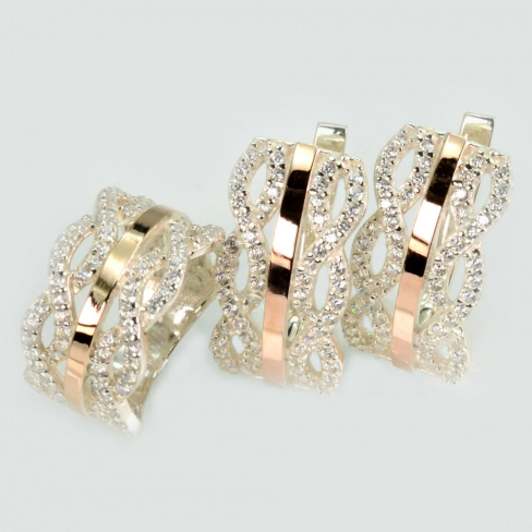 Серебряный набор с золотыми пластинами