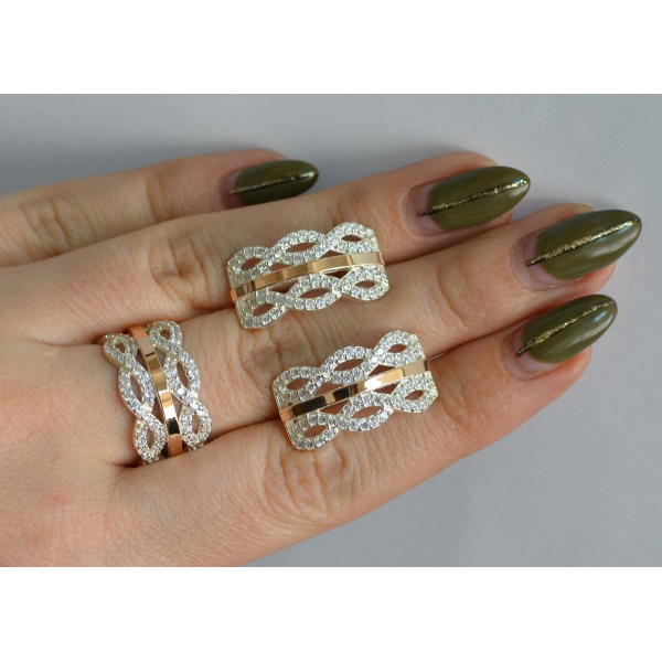 Срібний набір з золотими пластинами (163)