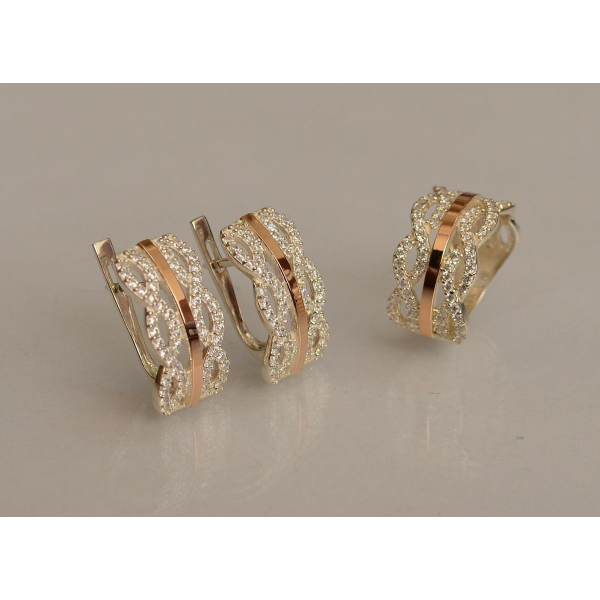 Срібний набір з золотими пластинами (163)