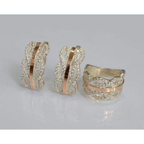 Срібний набір з золотими пластинами (163)