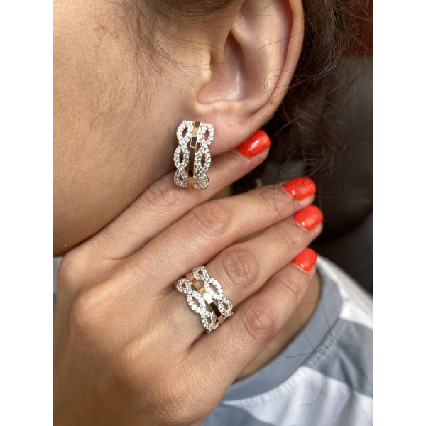 Срібний набір з золотими пластинами (163)