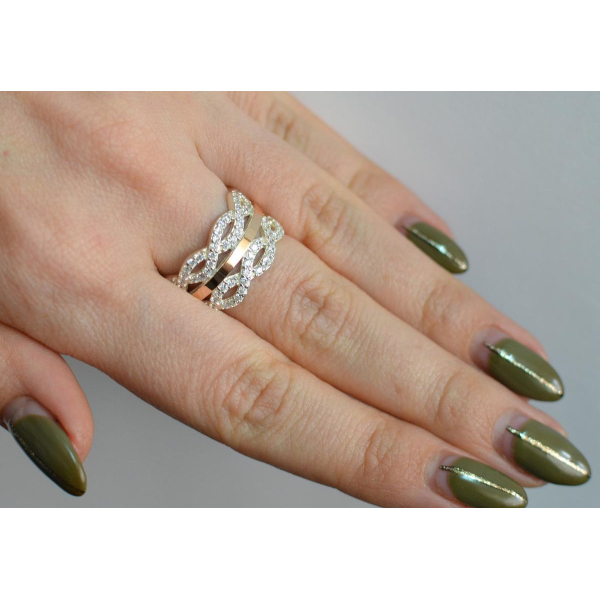 Серебряное кольцо с золотыми вставками (163к)