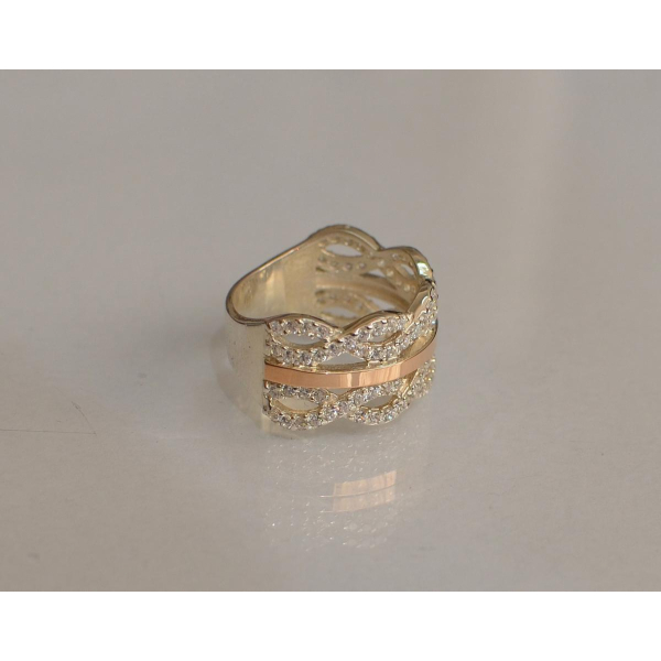 Серебряное кольцо с золотыми вставками (163к)