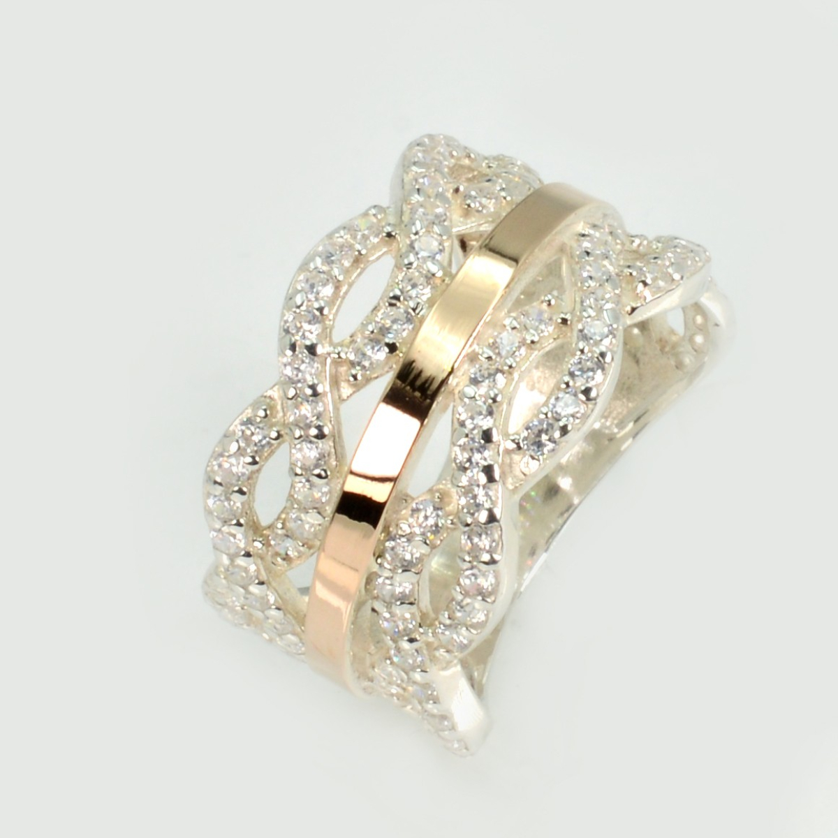 Серебряное кольцо с золотыми вставками (163к)