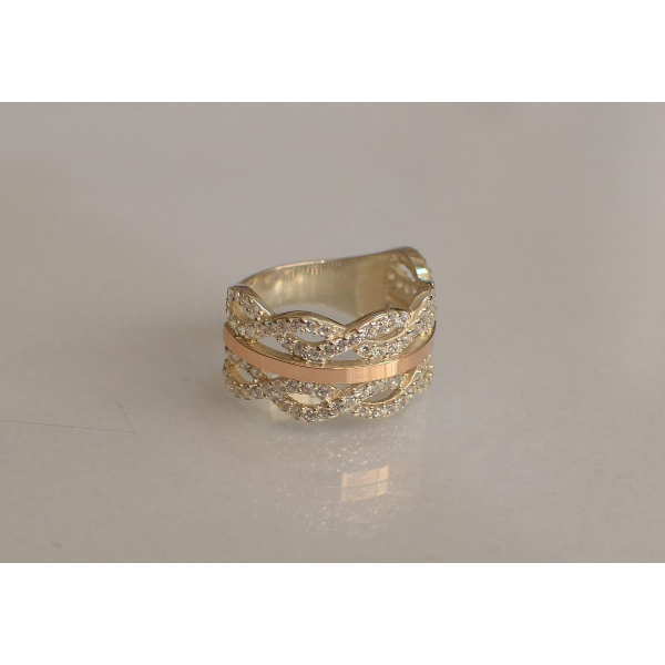 Серебряное кольцо с золотыми вставками (163к)