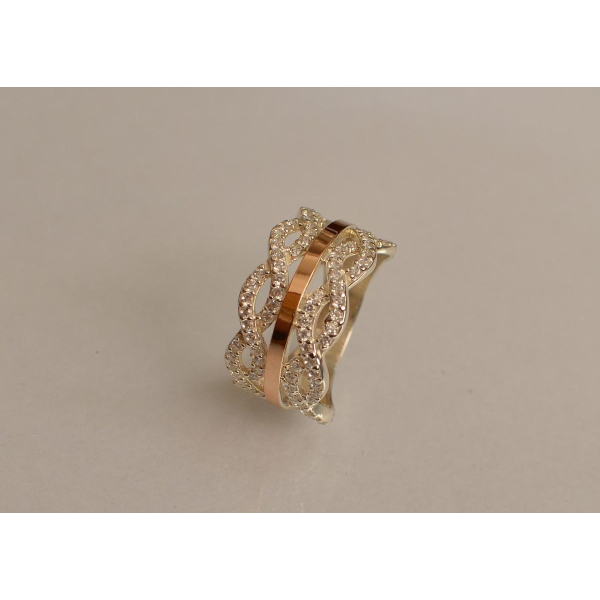 Серебряное кольцо с золотыми вставками (163к)