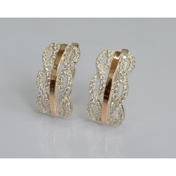 Серебряные серьги с золотыми вставками163 (163с)