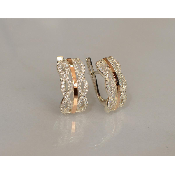 Серебряные серьги с золотыми вставками163 (163с)