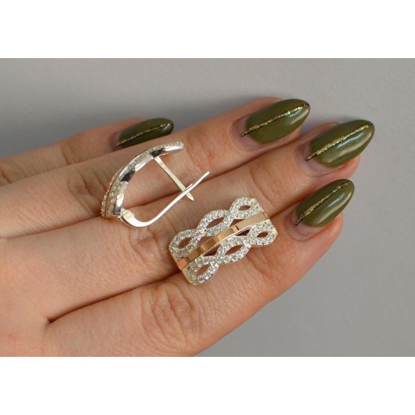 Серебряные серьги с золотыми вставками163 (163с)