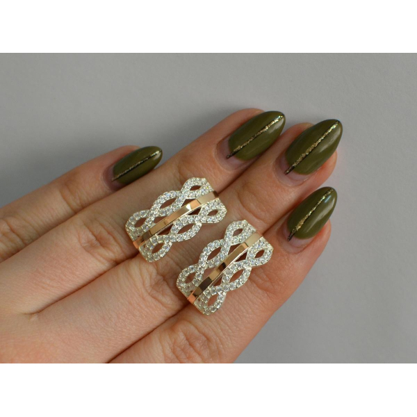 Серебряные серьги с золотыми вставками163 (163с)