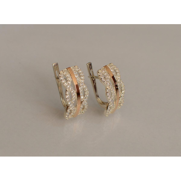 Серебряные серьги с золотыми вставками163 (163с)