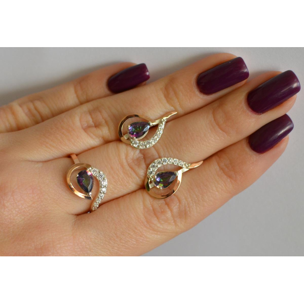 Серебряный набор с золотыми пластинами (164)