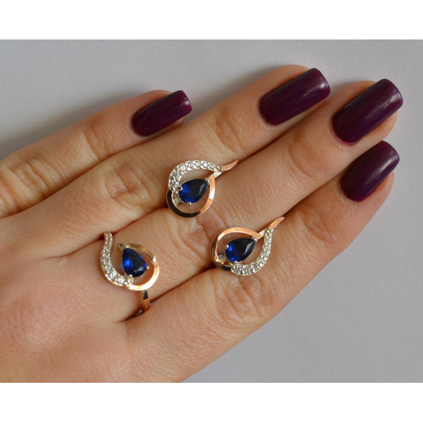 Серебряный набор с золотыми пластинами (164)