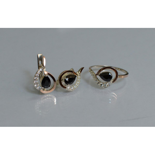 Серебряный набор с золотыми пластинами (164)