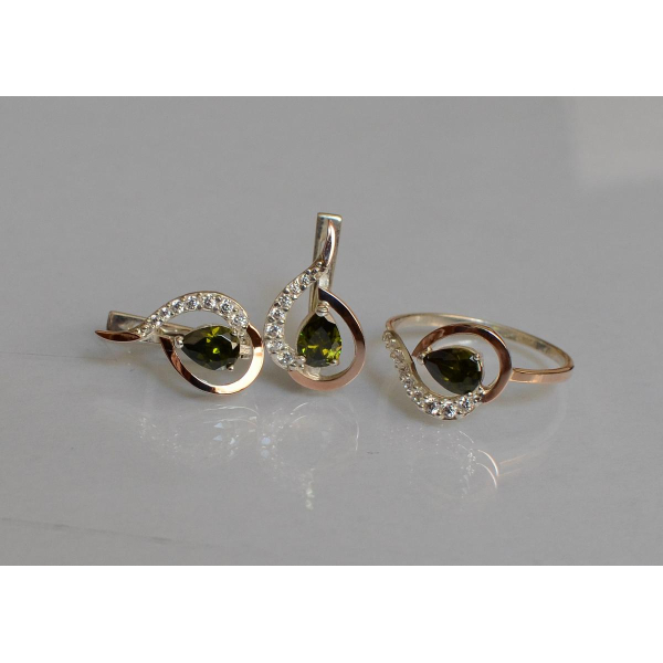 Серебряный набор с золотыми пластинами (164)