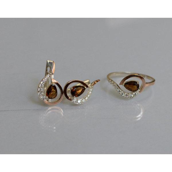 Серебряный набор с золотыми пластинами (164)