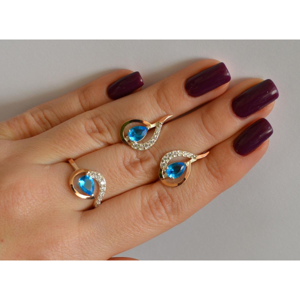 Серебряный набор с золотыми пластинами (164)